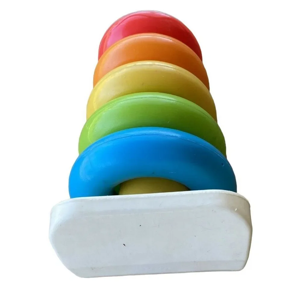 Vintage Fisher Price ROCK a STACK 1050 USA Stacking Rings Toy Complete
